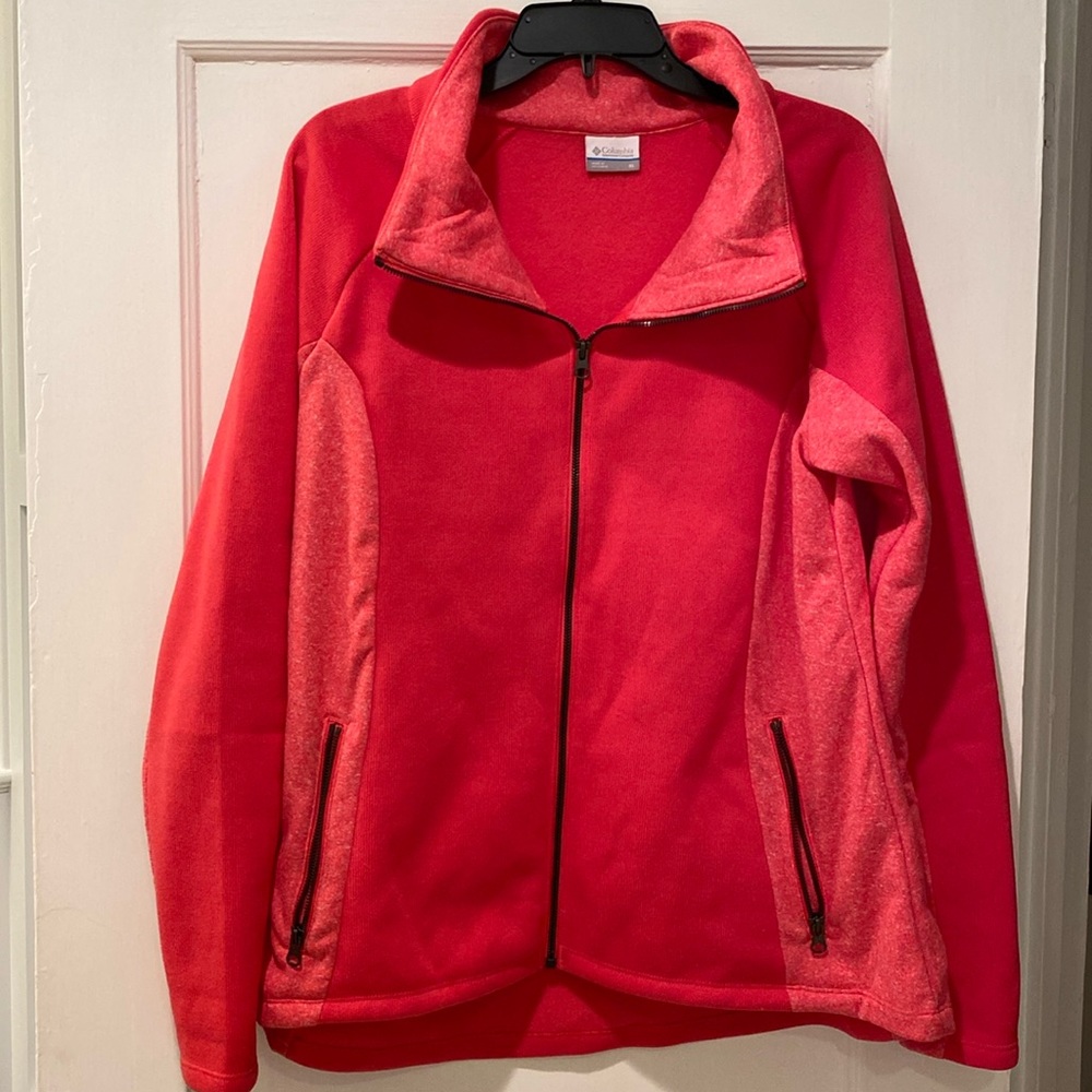 Like new pink Columbia full zip cardigan/ fleece track jacket